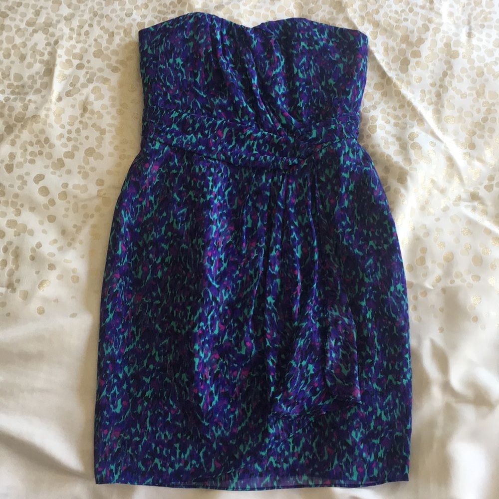 Multi colored strapless cocktail dress